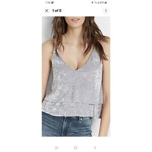 Express womens gray crushed velvet velour cami M party club holiday crop top